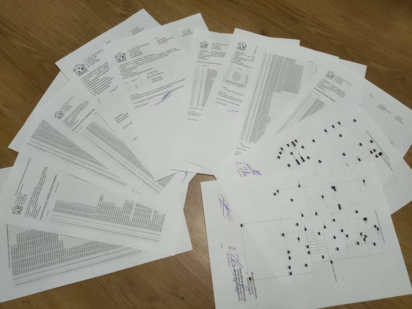 Formularze protokołów pomiarowych